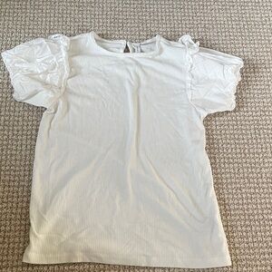 Janie and Jack White Puff Sleeve Ribbed Top